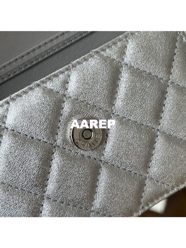 Replica Chanel 24C Silver Quilted Sheepskin Star Waist Bag 2 in 1 Limited Edition CD0144 6