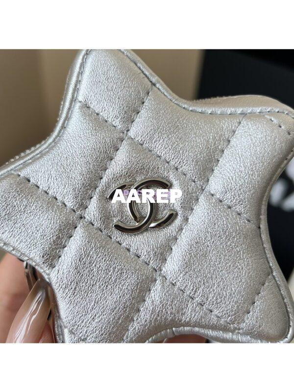 Replica Chanel 24C Silver Quilted Sheepskin Star Waist Bag 2 in 1 Limited Edition CD0144 10