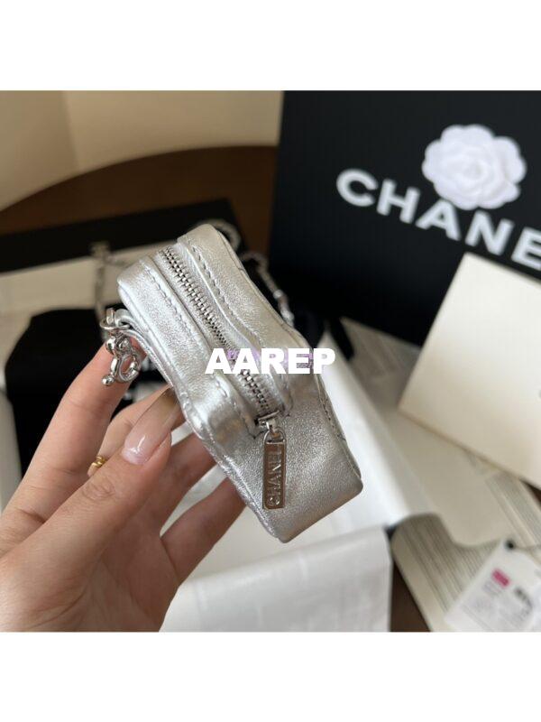 Replica Chanel 24C Silver Quilted Sheepskin Star Waist Bag 2 in 1 Limited Edition CD0144 12