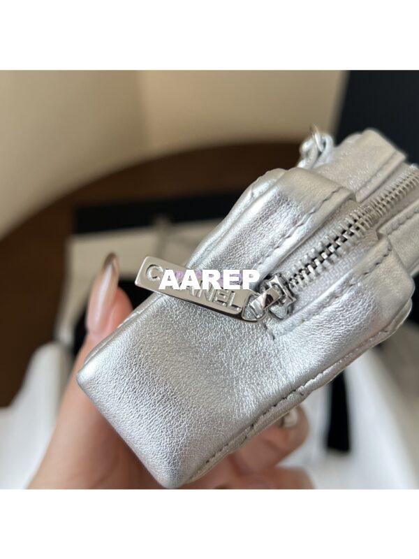 Replica Chanel 24C Silver Quilted Sheepskin Star Waist Bag 2 in 1 Limited Edition CD0144 13