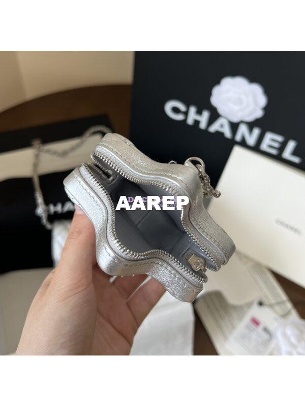 Replica Chanel 24C Silver Quilted Sheepskin Star Waist Bag 2 in 1 Limited Edition CD0144 15