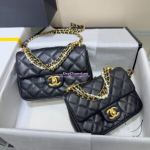 Replica Chanel 24P Seasonal Small Flap Bag with Pearl Top Handle Chain AS4384 Black