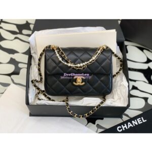 Replica Chanel 24P Seasonal Small Flap Bag with Pearl Top Handle Chain AS4384 Black 2