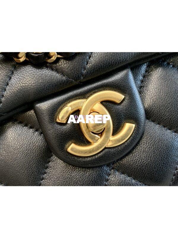 Replica Chanel 24P Seasonal Small Flap Bag with Pearl Top Handle Chain AS4384 Black 7