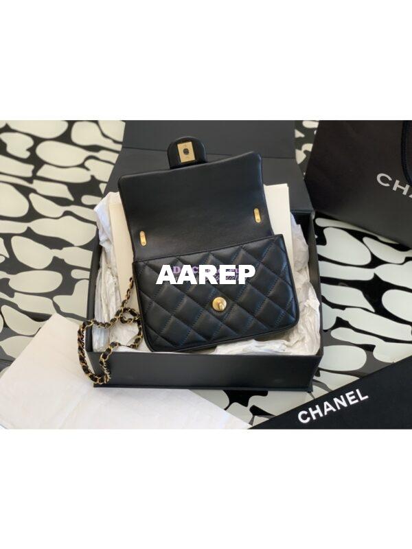 Replica Chanel 24P Seasonal Small Flap Bag with Pearl Top Handle Chain AS4384 Black 8