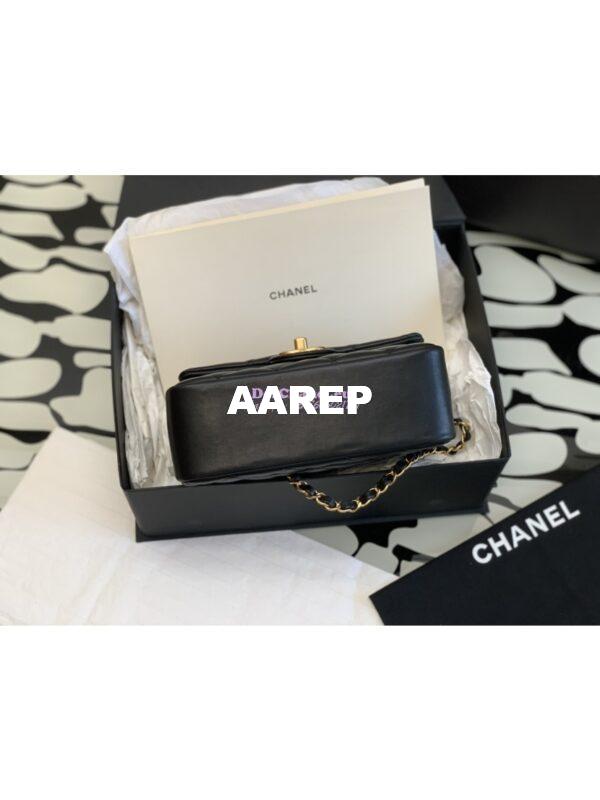 Replica Chanel 24P Seasonal Small Flap Bag with Pearl Top Handle Chain AS4384 Black 10