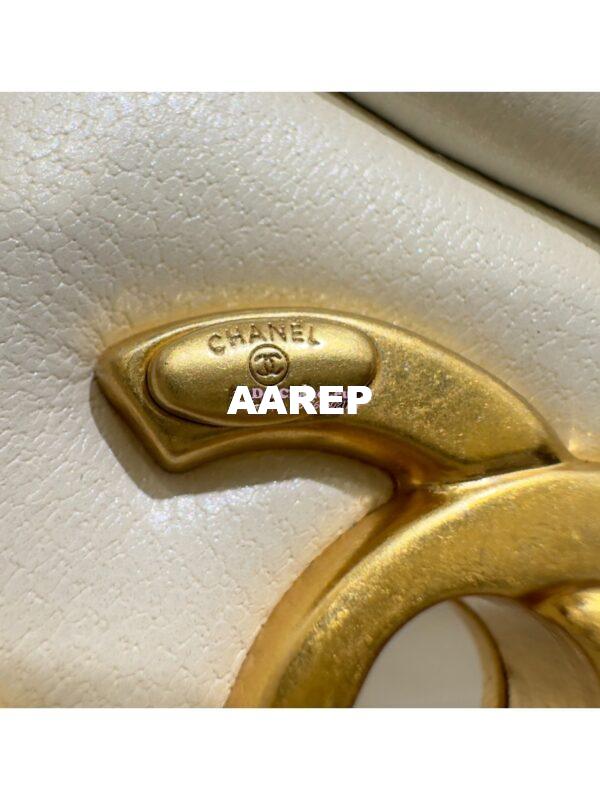Replica Chanel 24P Seasonal Mini Flap Bag with Pearl Top Handle Chain AS4385 White 9