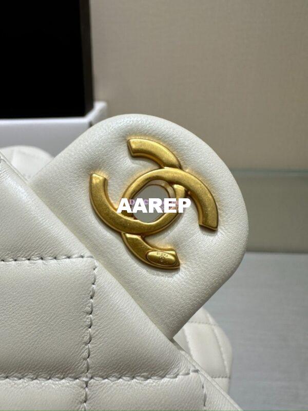 Replica Chanel 24P Seasonal Mini Flap Bag with Pearl Top Handle Chain AS4385 White 10