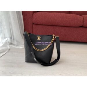 Replica Chanel Calfskin Hobo Bag A57573 Black with Red Trimmed