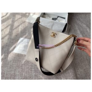 Replica Chanel Calfskin Hobo Bag A57573 White