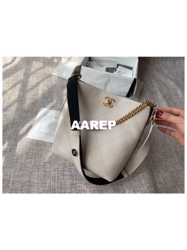 Replica Chanel Calfskin Hobo Bag A57573 White