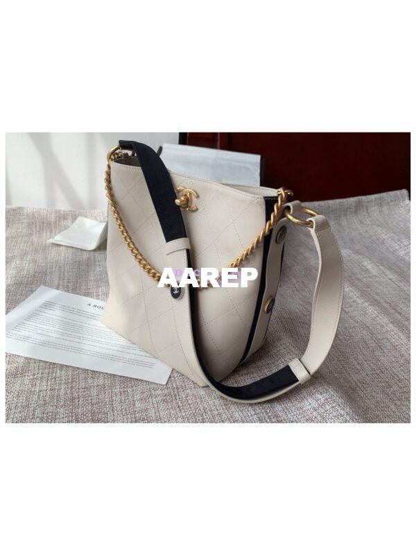 Replica Chanel Calfskin Hobo Bag A57573 White 7