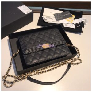 Replica Chanel Boy Square Clutch with Chain WOC A84433 Black 2