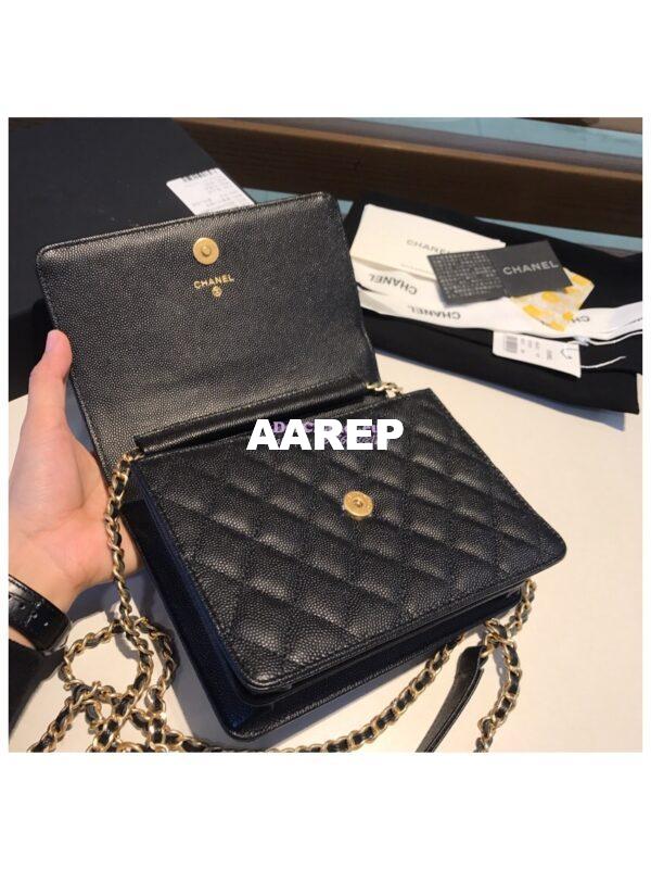 Replica Chanel Boy Square Clutch with Chain WOC A84433 Black 7