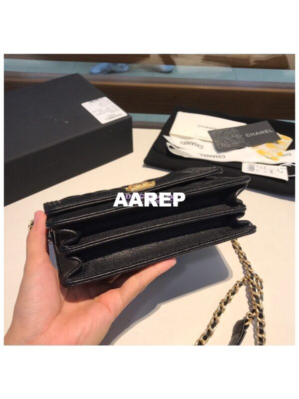 Replica Chanel Boy Square Clutch with Chain WOC A84433 Black 13