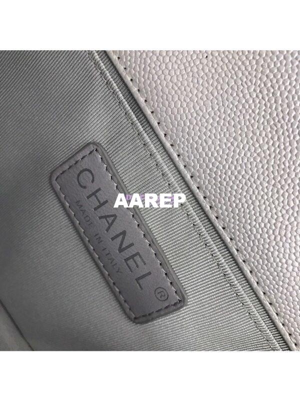 Replica Chanel Quilted Boy Caviar Flap Bag in Metallic Silver 9