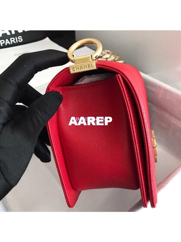Replica Chanel Chevron Boy Flap Bag in Caviar Red 9