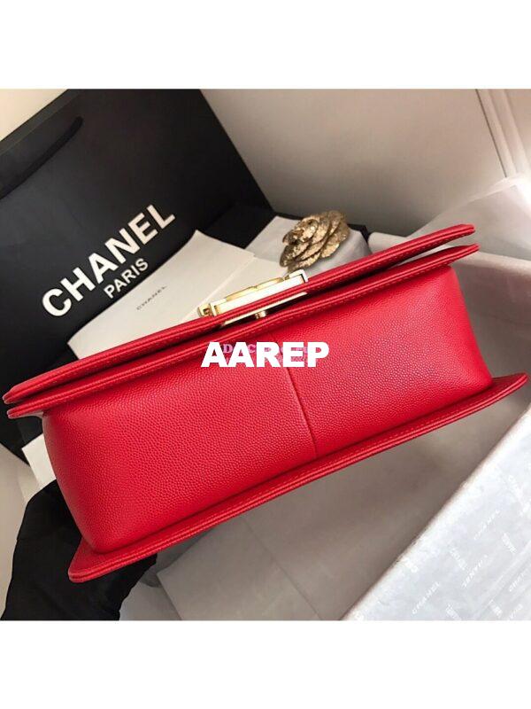 Replica Chanel Chevron Boy Flap Bag in Caviar Red 11