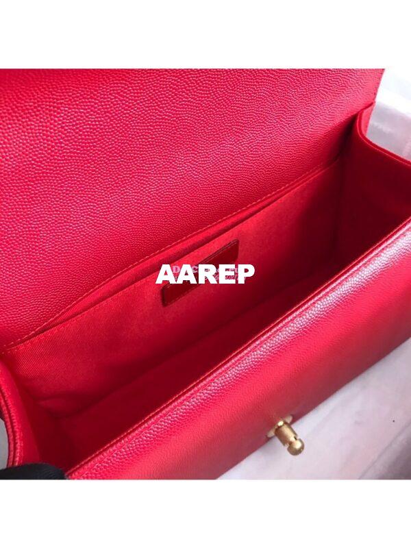 Replica Chanel Chevron Boy Flap Bag in Caviar Red 12