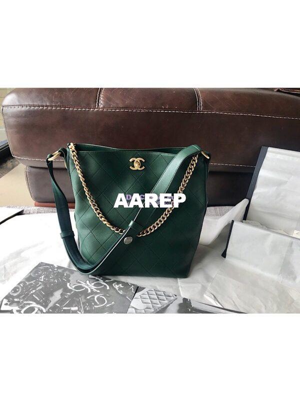 Replica Chanel Calfskin Hobo Bag A57576 Green