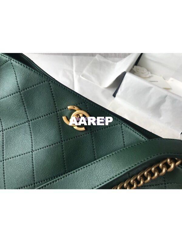Replica Chanel Calfskin Hobo Bag A57576 Green 3