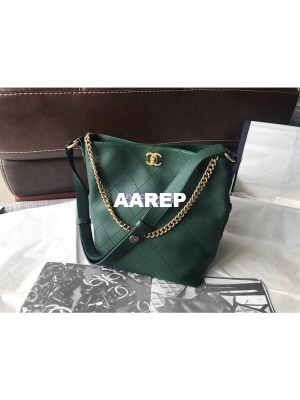 Replica Chanel Calfskin Hobo Bag A57576 Green 4