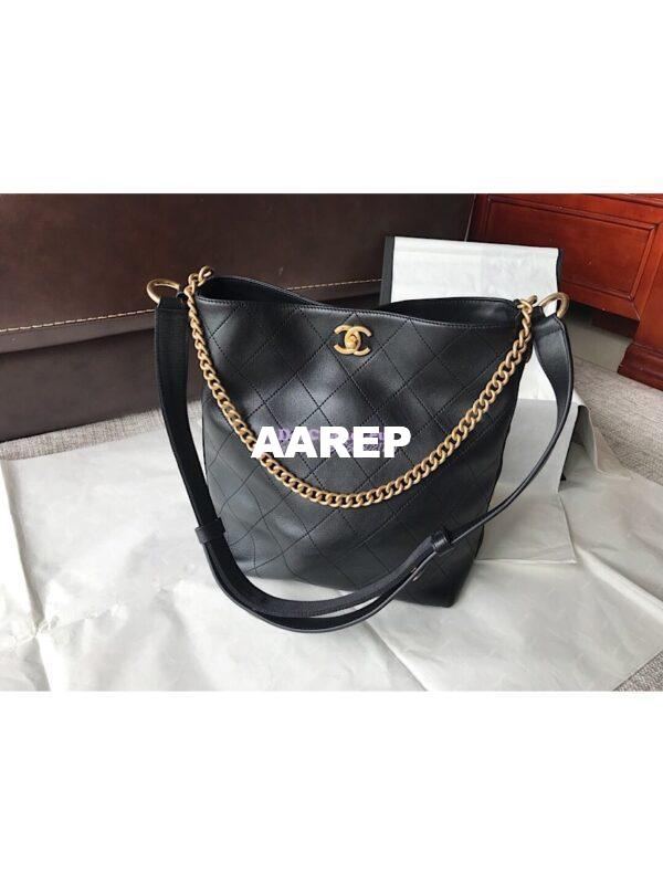 Replica Chanel Calfskin Hobo Bag A57576 Black 3