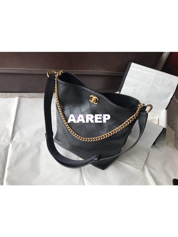 Replica Chanel Calfskin Hobo Bag A57576 Black 4