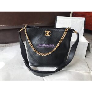 Replica Chanel Calfskin Hobo Bag A57573 Black