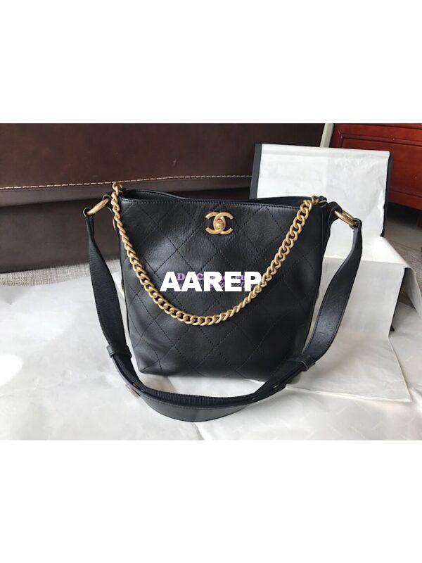 Replica Chanel Calfskin Hobo Bag A57573 Black