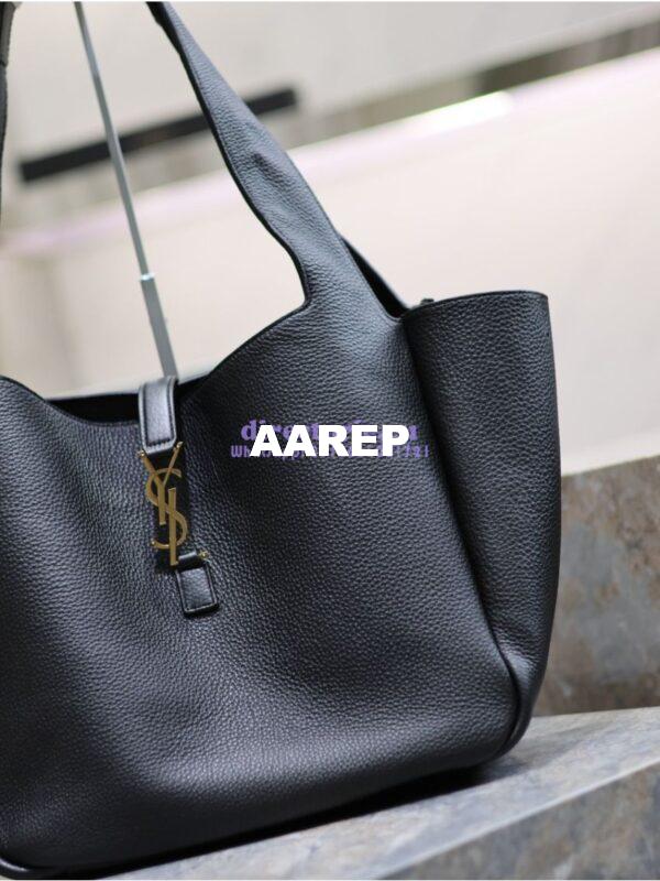 Replica YSL Saint Laurent Le 5 À 7 Bea In Grained Deerskin Leather 763435A Black 2