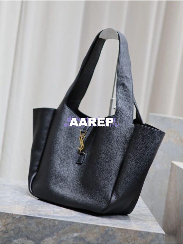 Replica YSL Saint Laurent Le 5 À 7 Bea In Grained Deerskin Leather 763435A Black 3