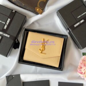 Replica Saint Laurent YSL Uptown Compact Wallet In Grain De Poudre Leather 5822961 Beige