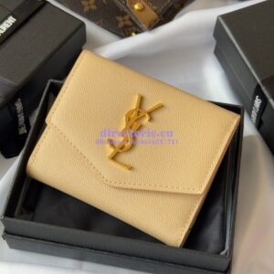 Replica Saint Laurent YSL Uptown Compact Wallet In Grain De Poudre Leather 5822961 Beige 2