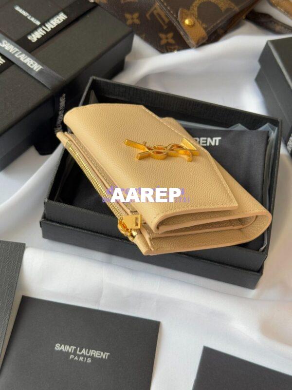 Replica Saint Laurent YSL Uptown Compact Wallet In Grain De Poudre Leather 5822961 Beige 5