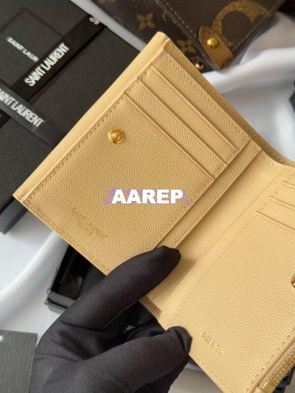 Replica Saint Laurent YSL Uptown Compact Wallet In Grain De Poudre Leather 5822961 Beige 11
