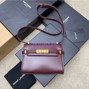 Replica Saint Laurent YSL Manhattan Small In wine Patent Leather with Gold Hardware 727766
