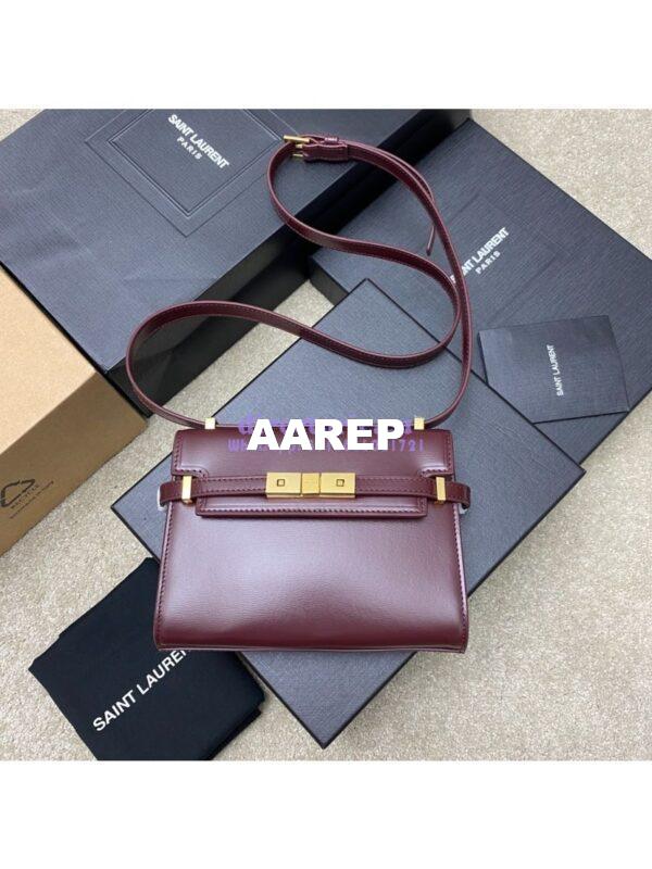 Replica Saint Laurent YSL Manhattan Small In wine Patent Leather with Gold Hardware 727766 3