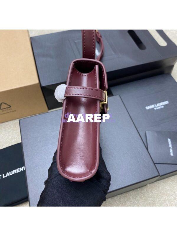 Replica Saint Laurent YSL Manhattan Small In wine Patent Leather with Gold Hardware 727766 4