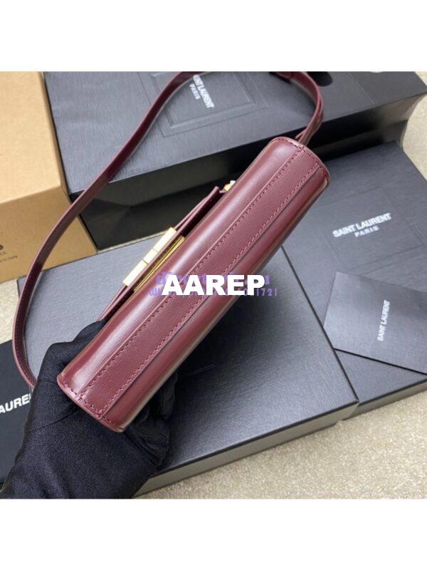 Replica Saint Laurent YSL Manhattan Small In wine Patent Leather with Gold Hardware 727766 7