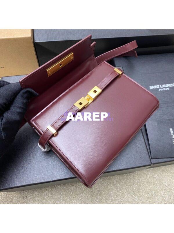 Replica Saint Laurent YSL Manhattan Small In wine Patent Leather with Gold Hardware 727766 9
