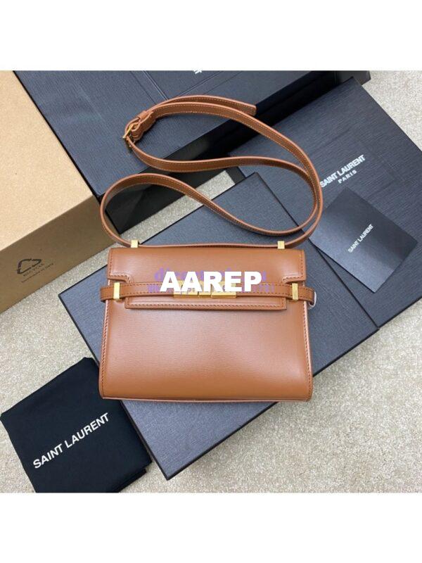 Replica Saint Laurent YSL Manhattan Small In Brown Patent Leather with Gold Hardware 727766 3