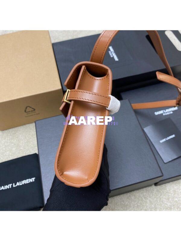 Replica Saint Laurent YSL Manhattan Small In Brown Patent Leather with Gold Hardware 727766 4