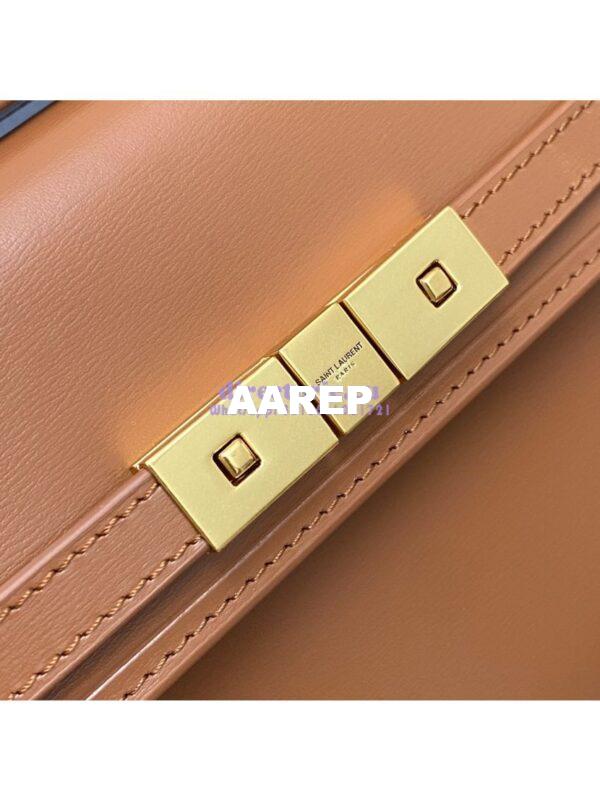 Replica Saint Laurent YSL Manhattan Small In Brown Patent Leather with Gold Hardware 727766 6