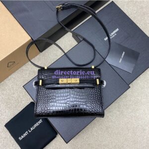 Replica Saint Laurent YSL Manhattan Small In black crocodile embossed Leather with Gold Hardware 727766