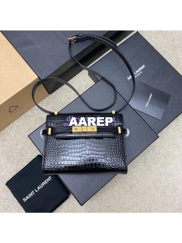 Replica Saint Laurent YSL Manhattan Small In black crocodile embossed Leather with Gold Hardware 727766 3