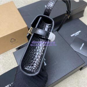 Replica Saint Laurent YSL Manhattan Small In black crocodile embossed Leather with Gold Hardware 727766 2