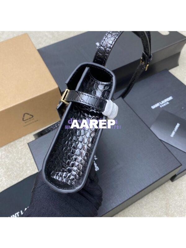 Replica Saint Laurent YSL Manhattan Small In black crocodile embossed Leather with Gold Hardware 727766 4