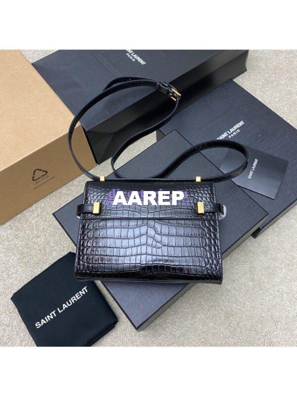 Replica Saint Laurent YSL Manhattan Small In black crocodile embossed Leather with Gold Hardware 727766 7