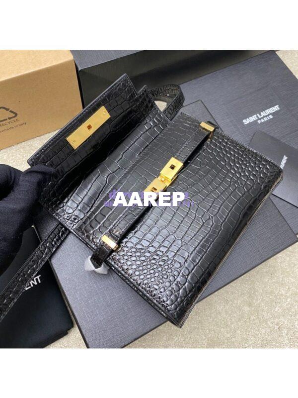 Replica Saint Laurent YSL Manhattan Small In black crocodile embossed Leather with Gold Hardware 727766 9